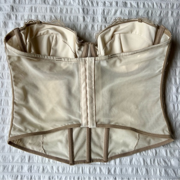 Garage Chrishell Lace Mesh Bustier in Eggnog Beige and Cobblestone Brown, M - Picture 5 of 9